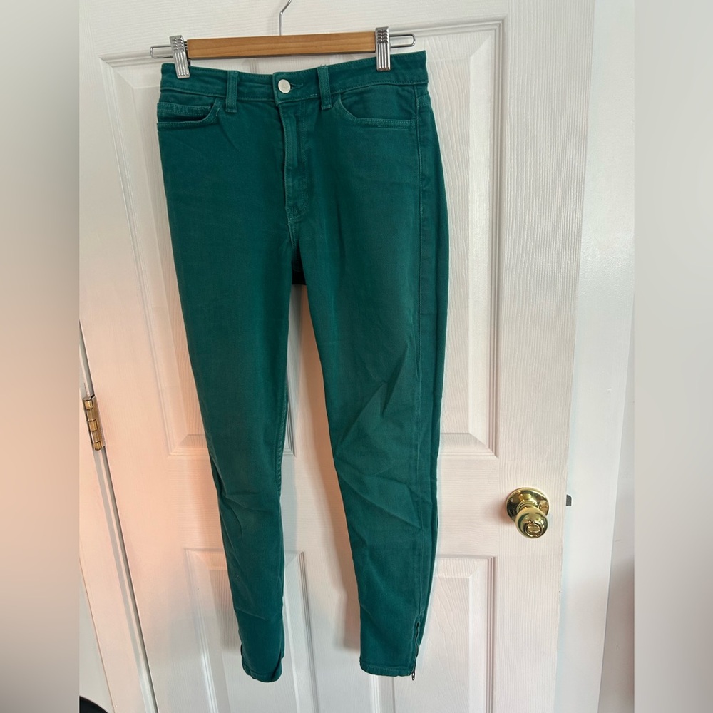 American Apparel Teal Ankle Jeans
